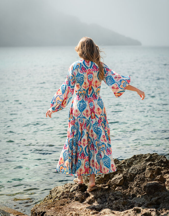 La Galeria Elefante Elizabeth Tie-Front Printed Maxi Dress, Multi (MULTI), large