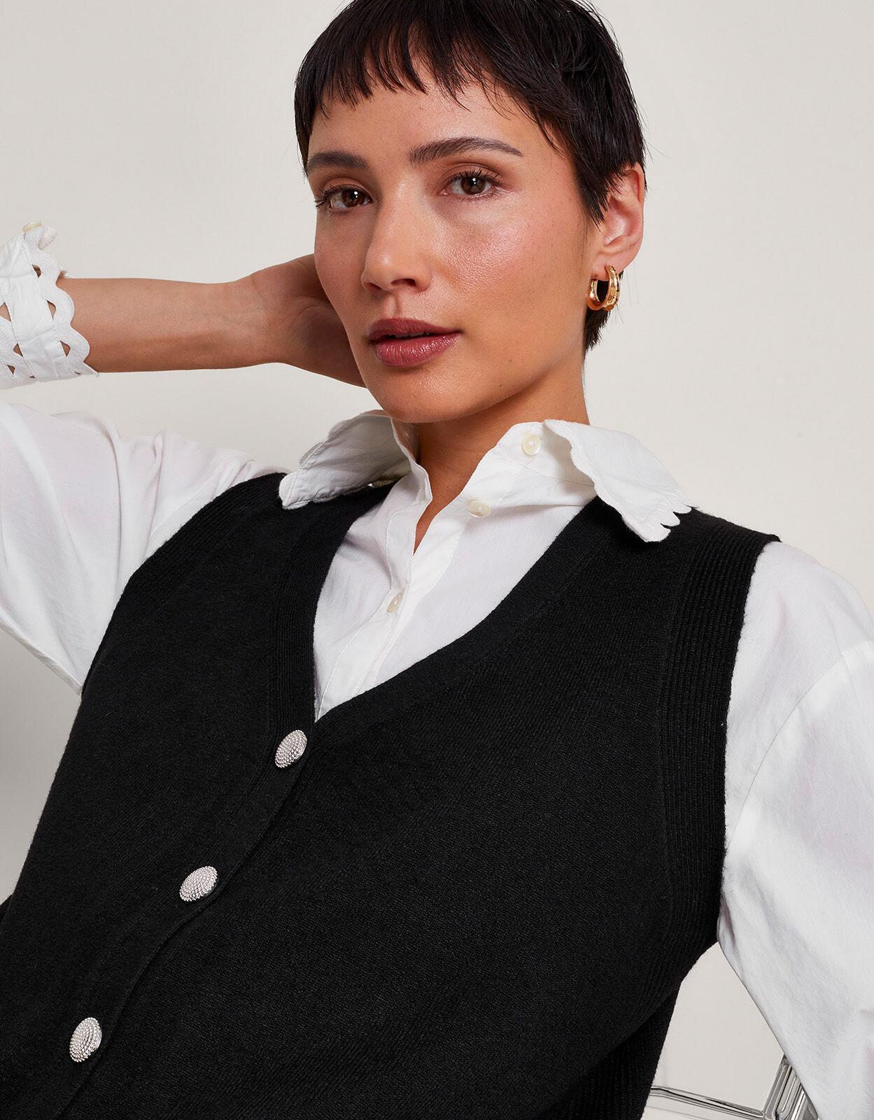 Bri Knit Sweater Vest Black Cardigans Monsoon UK