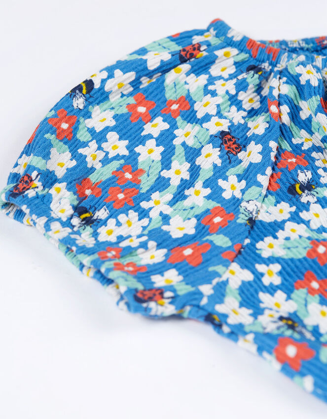 Frugi Floral Tiered Dress, Blue (BLUE), large