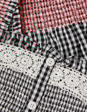 Gingham Shirred Tank & Shorts Set, Black (BLACK), large