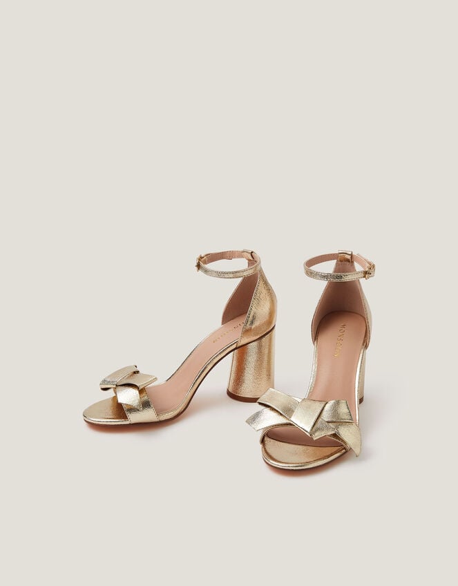 Emer Bow Metallic Heels, Gold (GOLD), large