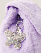 Fluffy Backpack with Butterfly Charm, , large