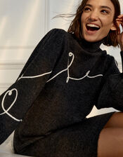 Cornelli Heart Knit Dress, Grey (CHARCOAL), large