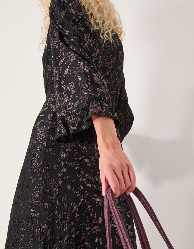 Deyla Sparkle Devoré Jersey Midi Dress, Black (BLACK), large