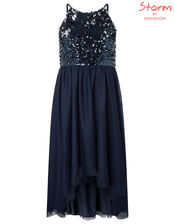 Saskia Reversible Sequin Prom Dress, Blue (NAVY), large