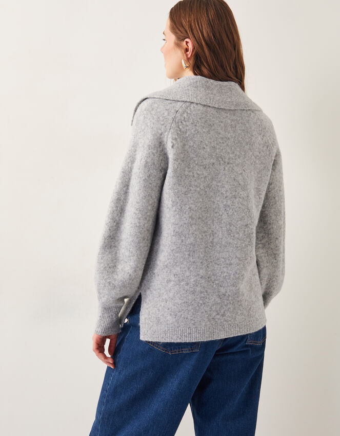 Clay Collar Cardigan, Grey (GREY), large
