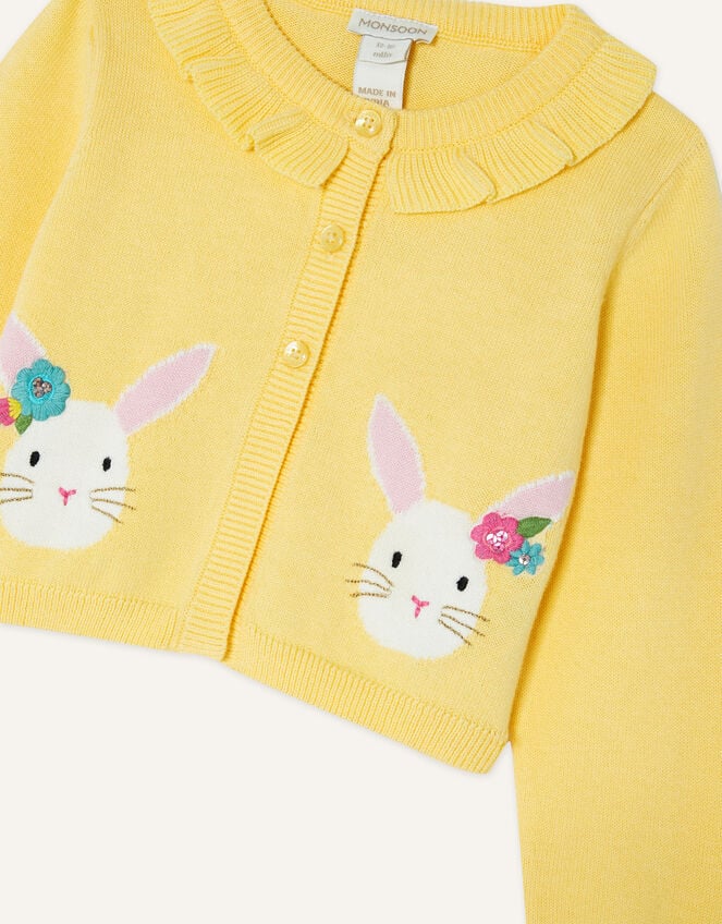 Baby Bunny Applique Cardigan, Yellow (YELLOW), large