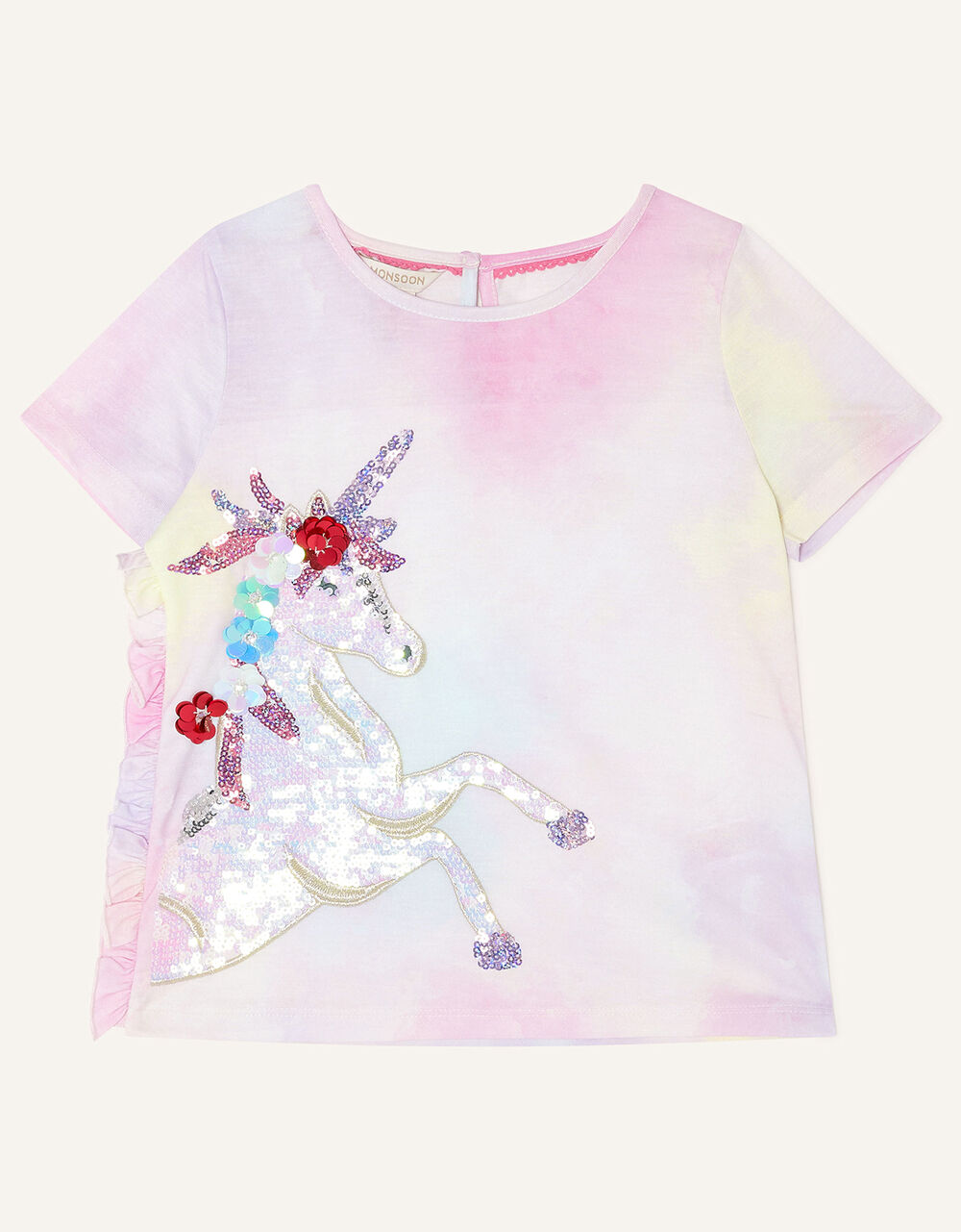 Children Girls 3-12yrs | Ombre Sequin Unicorn T-Shirt Pink - UP75831