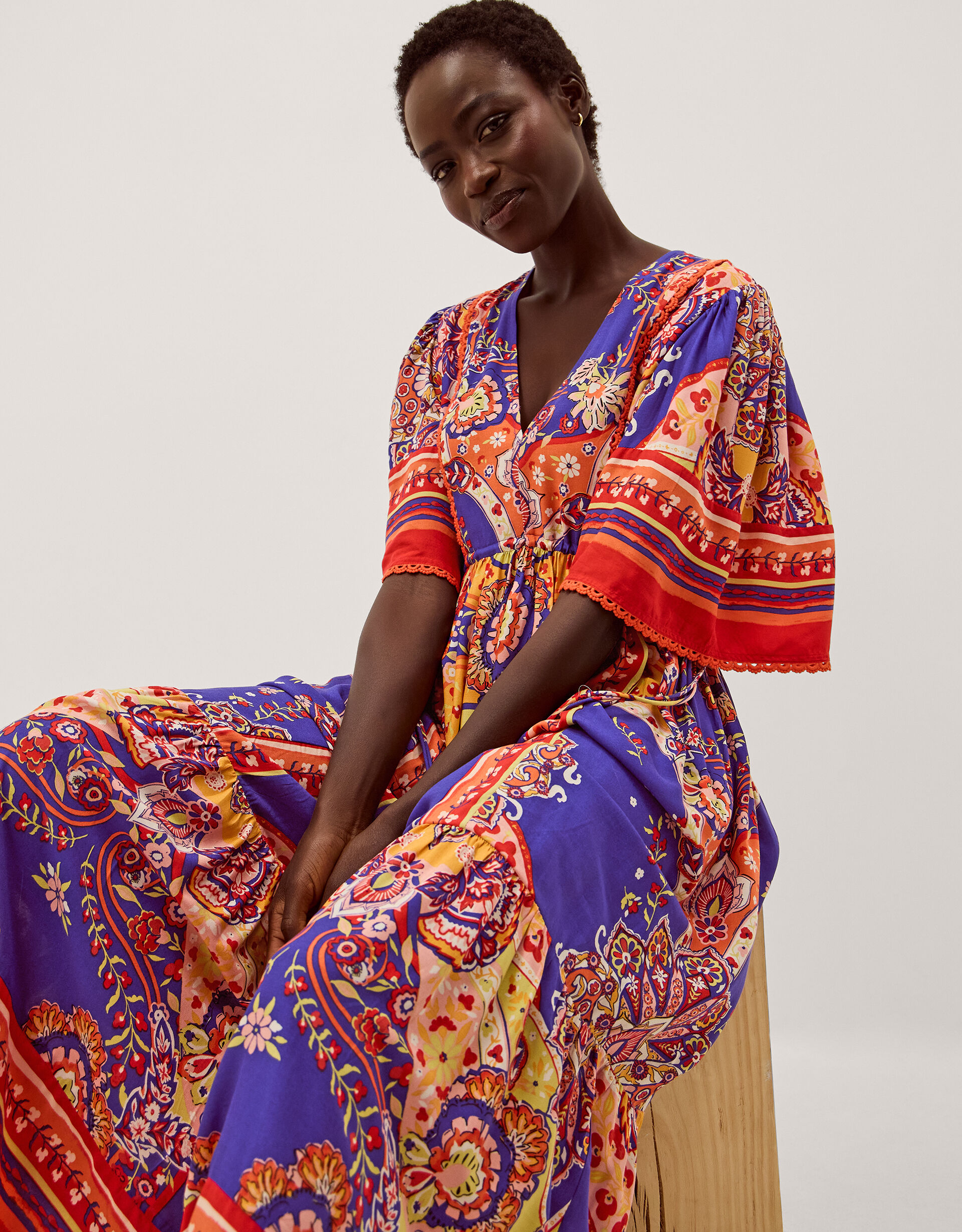 Padma Printed Midi Dress Blue