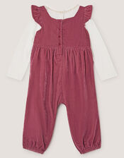 Baby Top & Smocked Velvet Dungarees Set, Pink (PINK), large