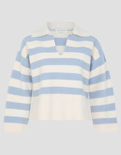 Shay Stripe Collar Jumper, Blue (PALE BLUE), large