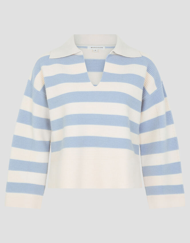 Shay Stripe Collar Jumper, Blue (PALE BLUE), large
