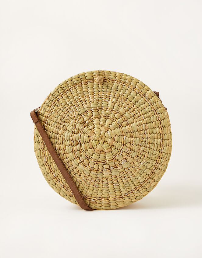 Rosa Round Straw Cross-Body Bag, , large
