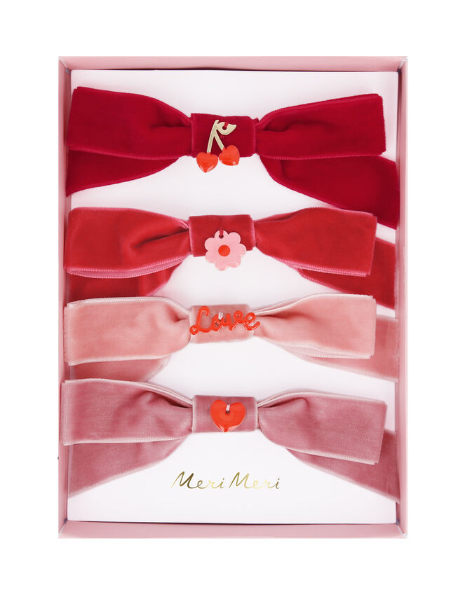 Meri Meri 5-Pack Velvet Charm Bow Hair Clips, , large