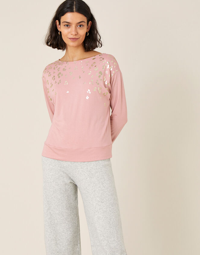 Anica Jersey Animal Foil Dolman Top , Pink (PINK), large