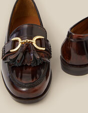 Harley Fringe Patent Loafers, Brown (BROWN), large
