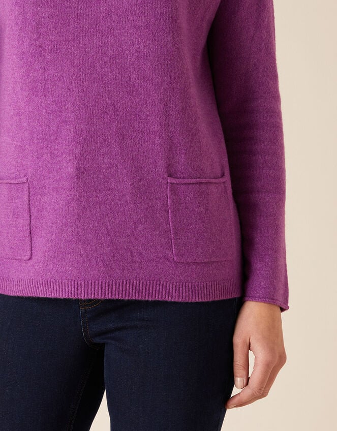 Pocket Detail Knit Jumper, Purple (PURPLE), large