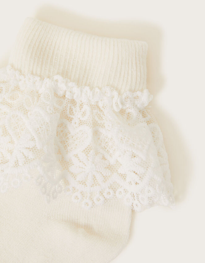 Heart Lace Socks, Ivory (IVORY), large