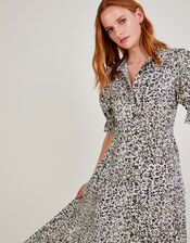 Leopard Print Shirt Dress in LENZING™ ECOVERO™, Black (BLACK), large