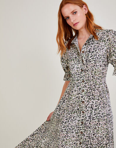 Leopard Print Shirt Dress in LENZING™ ECOVERO™ Ivory, Ivory (IVORY), large