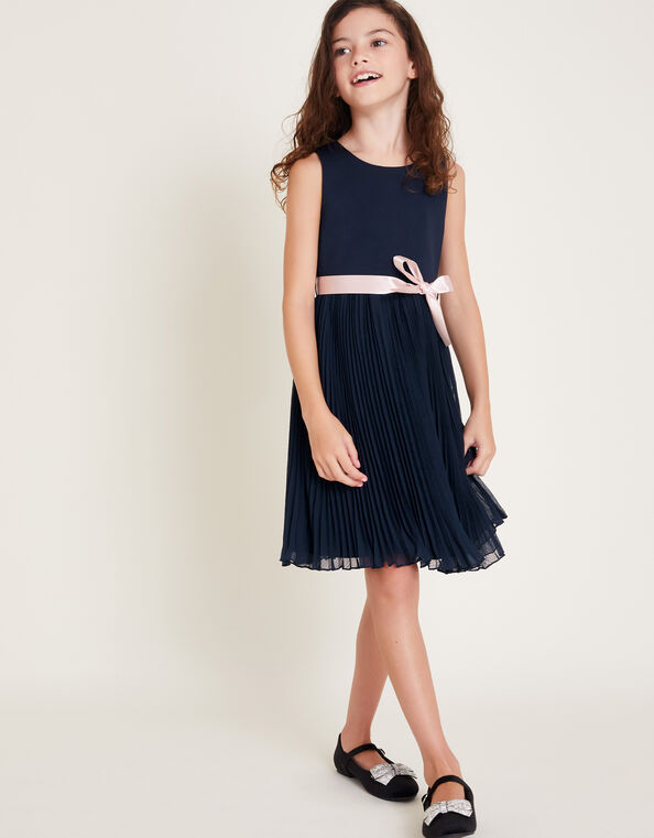 Sally Scuba Pleated Dress, Blue (NAVY), large