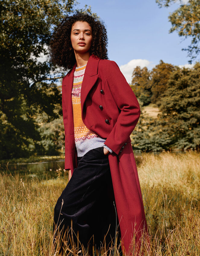 Daria Double-Breasted Coat, Red (RED), large
