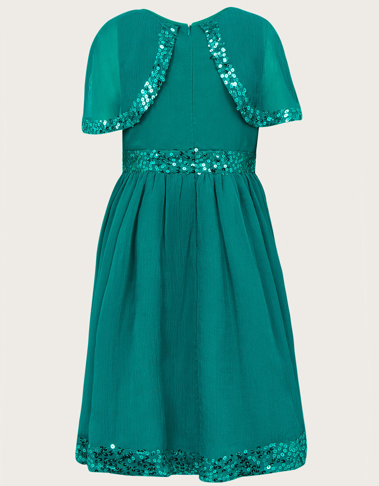 Callie Sequin Cape Sleeve Dress Green