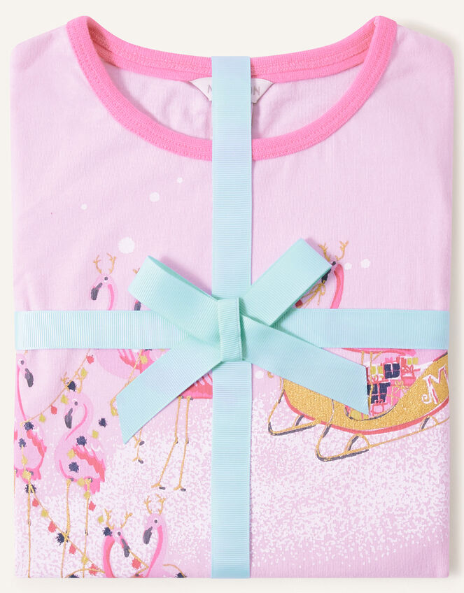 Festive Flamingo Pyjama Set, Pink (PINK), large