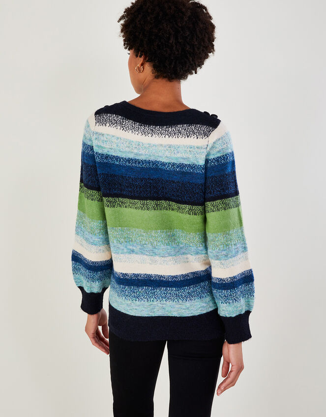 Stripe Jumper with Recycled Polyester, Green (GREEN), large
