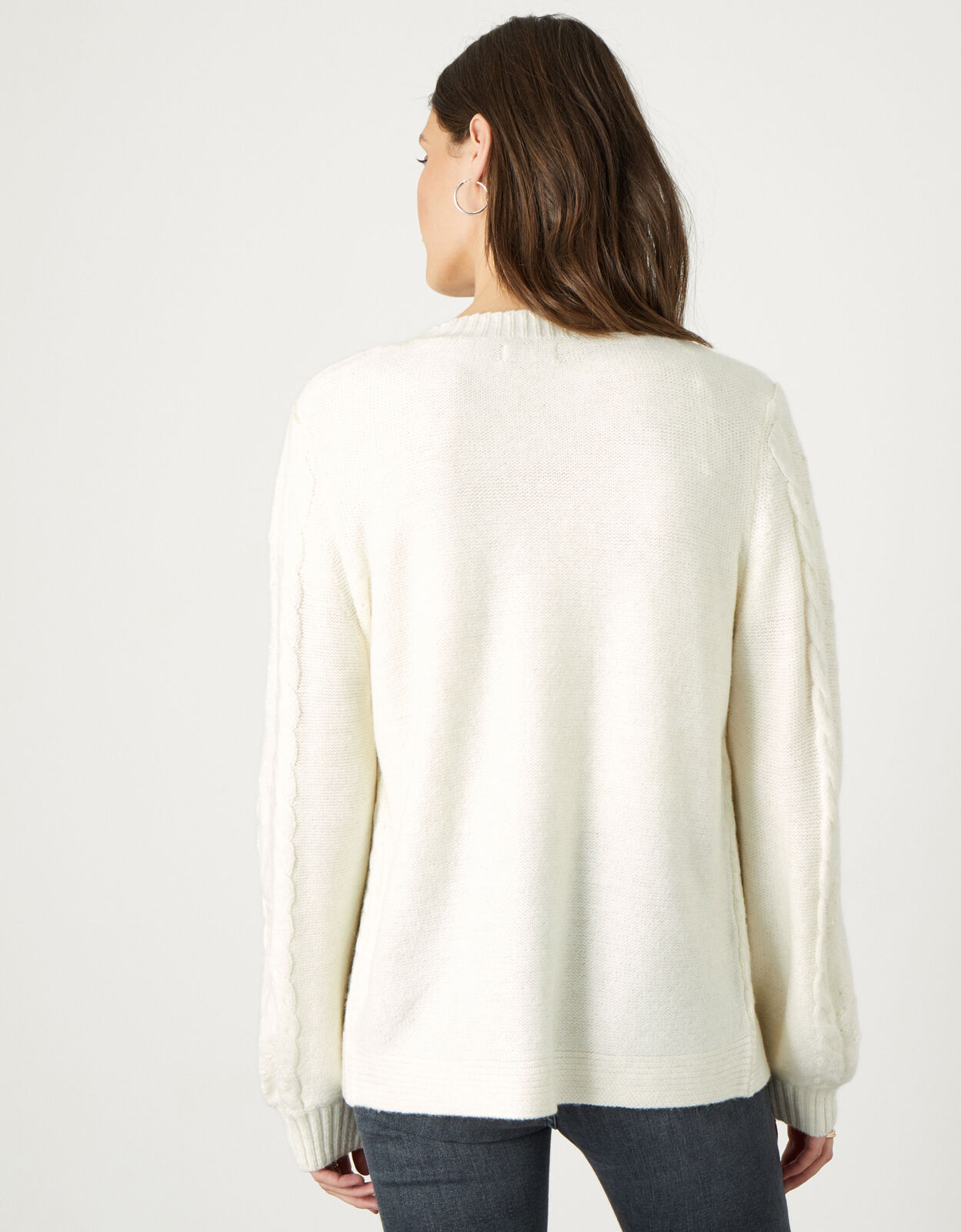 white bobble cardigan