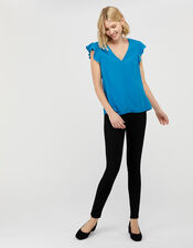 Nessa Short Sleeve Blouse in LENZING™ ECOVERO™, Blue (BLUE), large
