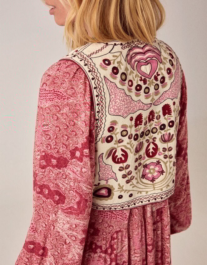 Maison Hotel Lola Folk Embroidered Vest , White (WHITE), large