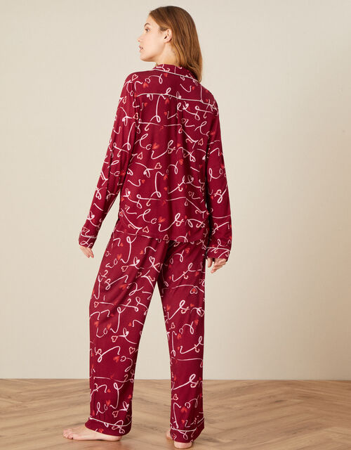 Love Print Jersey Pyjama Set, Red (RED), large