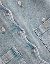Embroidered Daisy Denim Jacket, Blue (BLUE), large