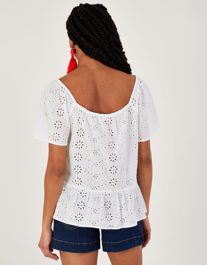 White Schiffli Western Top