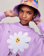 Brushed Flower Applique Hoodie, Purple (LILAC), large