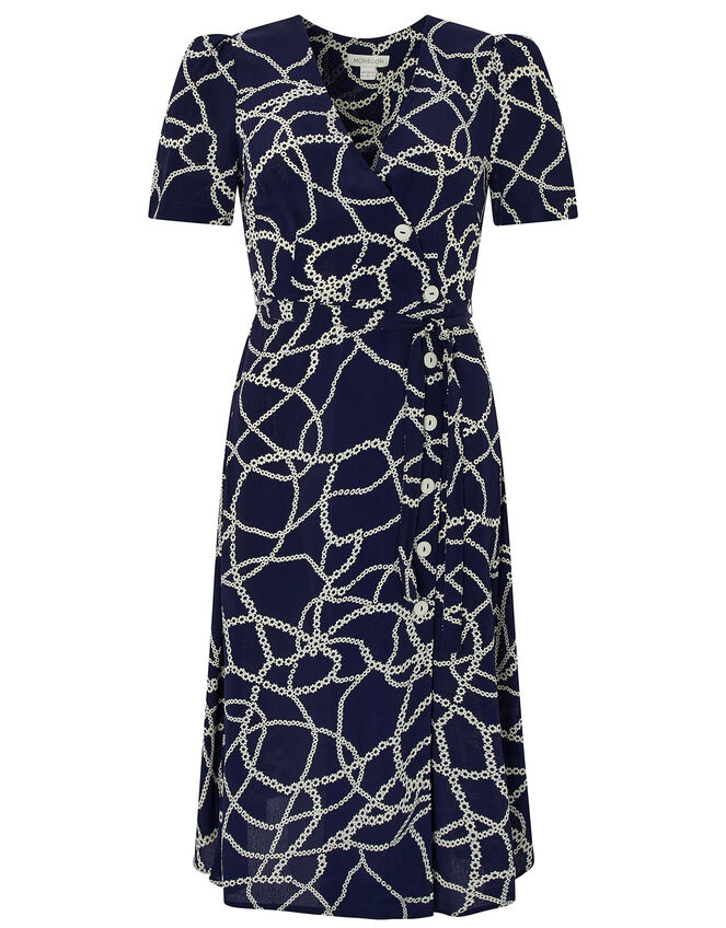 Daisy Chain Print Midi Dress, Blue (NAVY), large