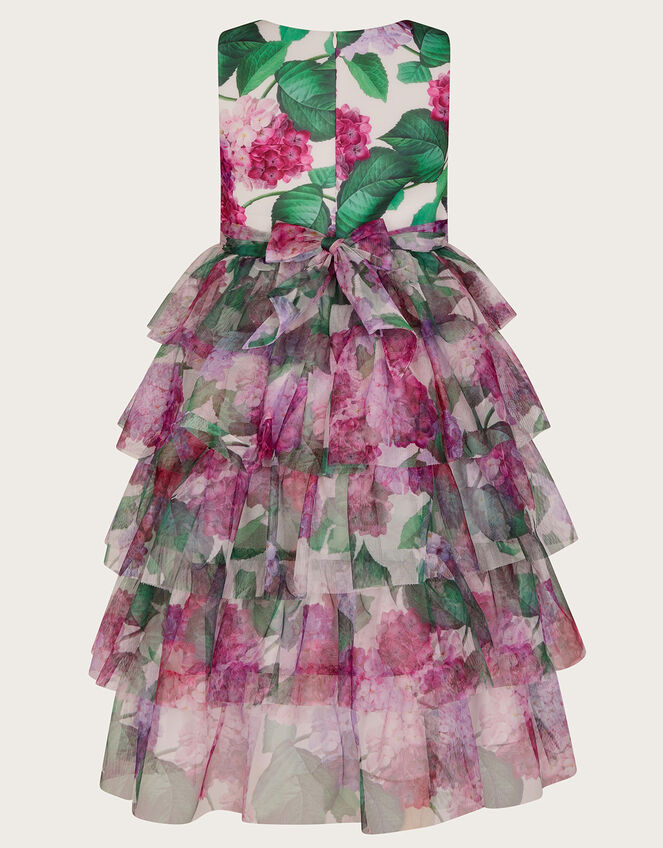Hydrangea Scuba Ruffle Dress, Pink (PINK), large