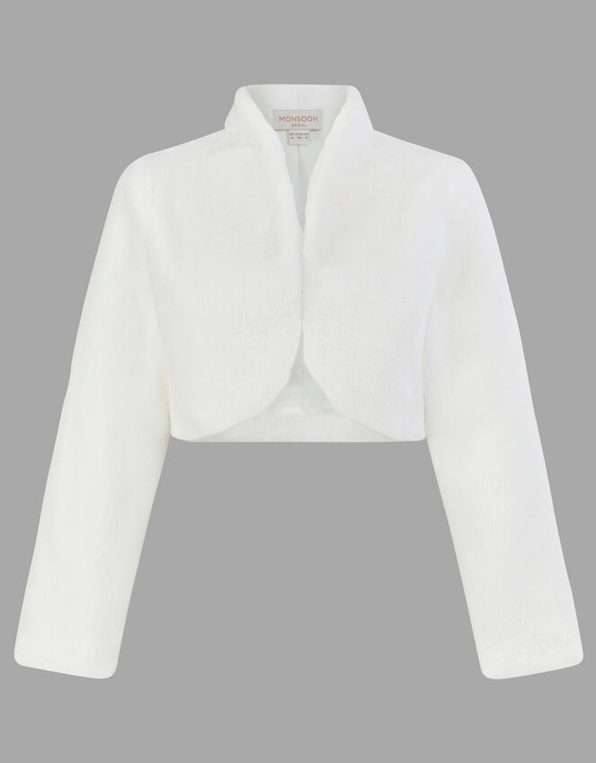 Melanie Faux Fur Bridal Jacket, Ivory (IVORY), large