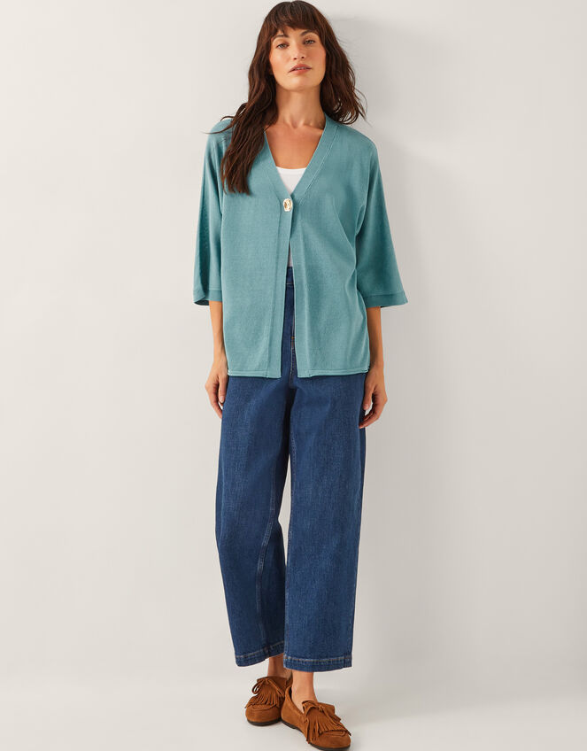 Beth Single Button Cardigan, Green (GREEN), large