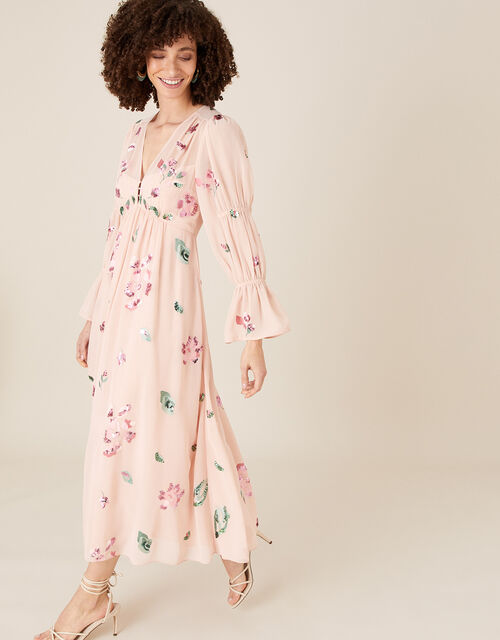 Hayley Embroidered Floral Tea Dress, Pink (PINK), large
