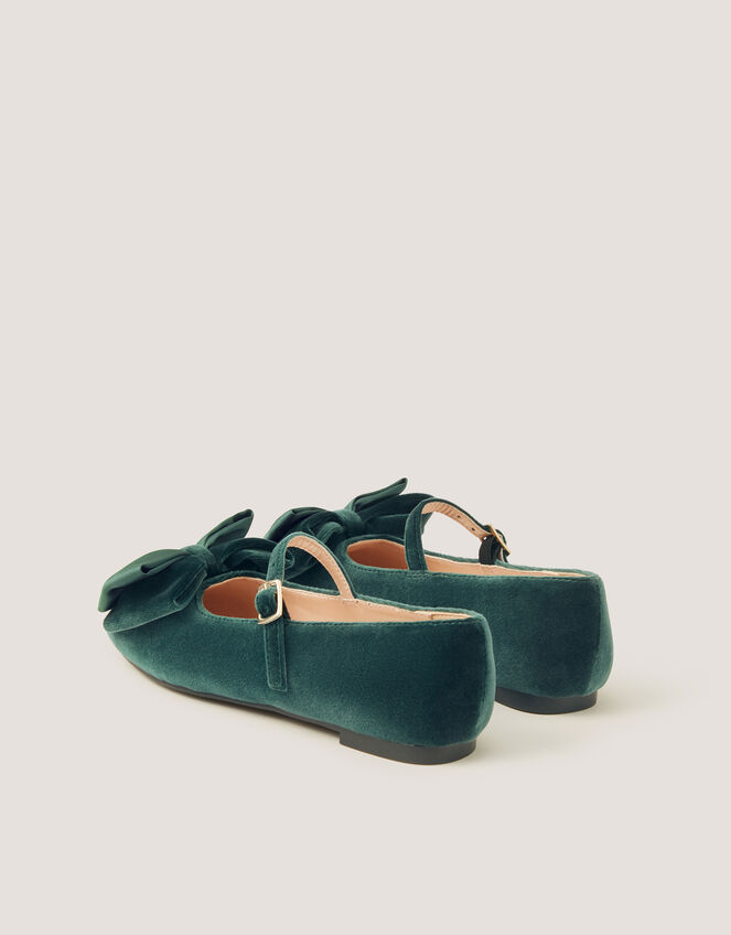Bow Velvet Ballet Flats, Green (GREEN), large