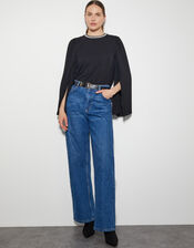 Jaye Jewel Cape Sleeve Top, Black (BLACK), large