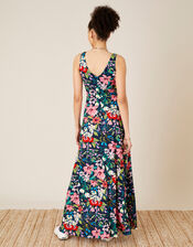 Nicole Floral Slinky Jersey Maxi Dress, Blue (NAVY), large