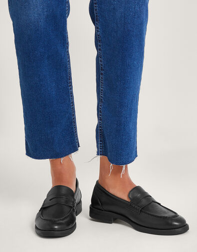 Leather Loafers, Black (BLACK), large