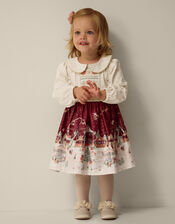 Baby Christmas Scene Dress & Headband, Red (BURGUNDY), large
