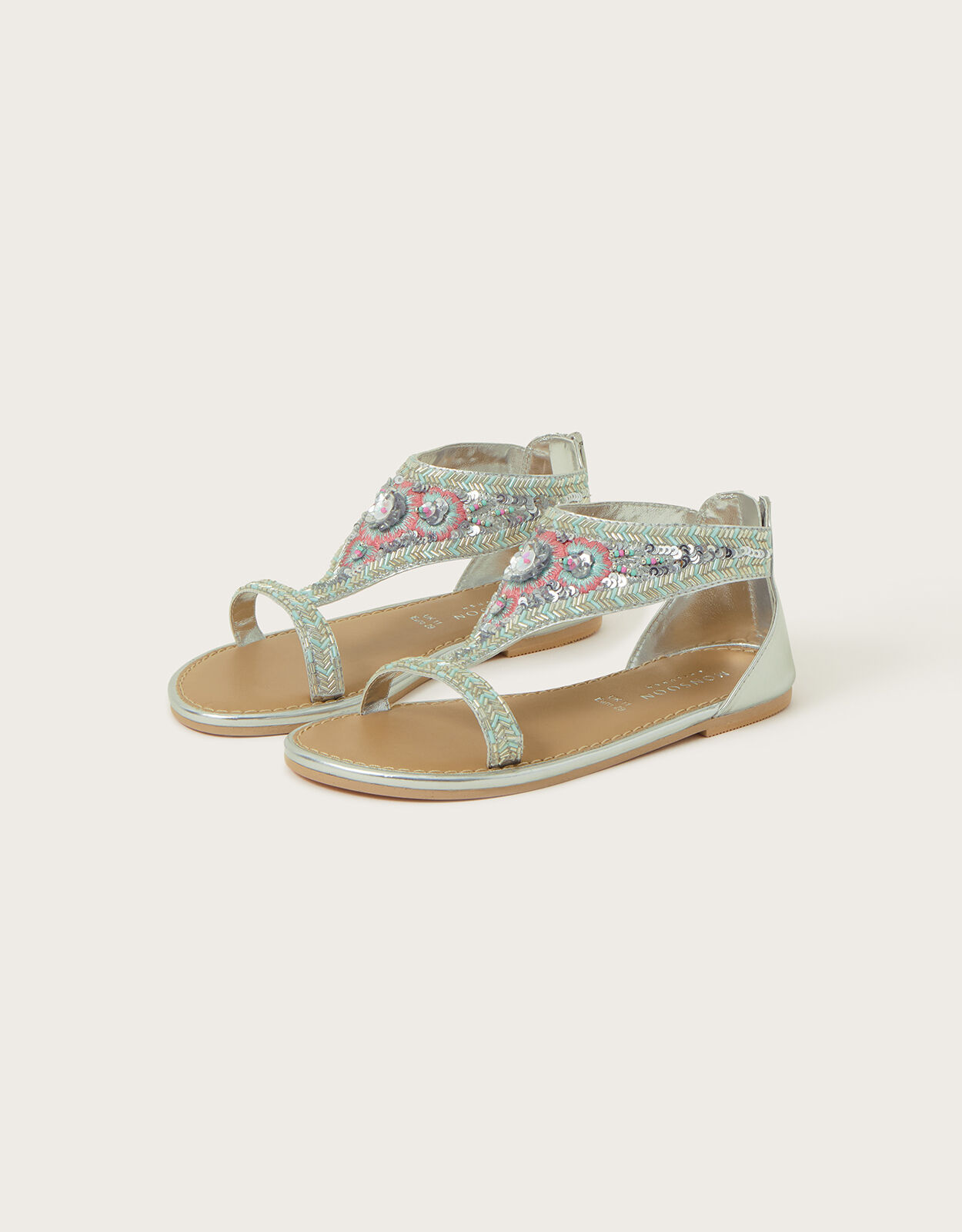 Silver new arrivals beaded sandals