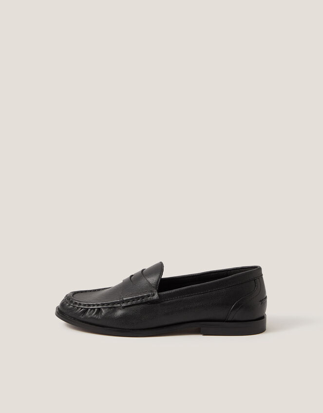 Grace Leather Loafers, Black (BLACK), large