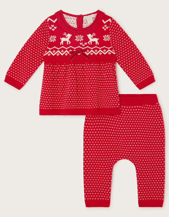 Newborn Reindeer Knit Set, Red (RED), large