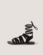 Greta Suede Gladiator Sandals, Black (BLACK), large